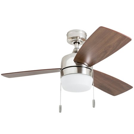 HONEYWELL CEILING FANS Barcadero, 44 in. Ceiling Fan with Light, Brushed Nickel 50616-40
